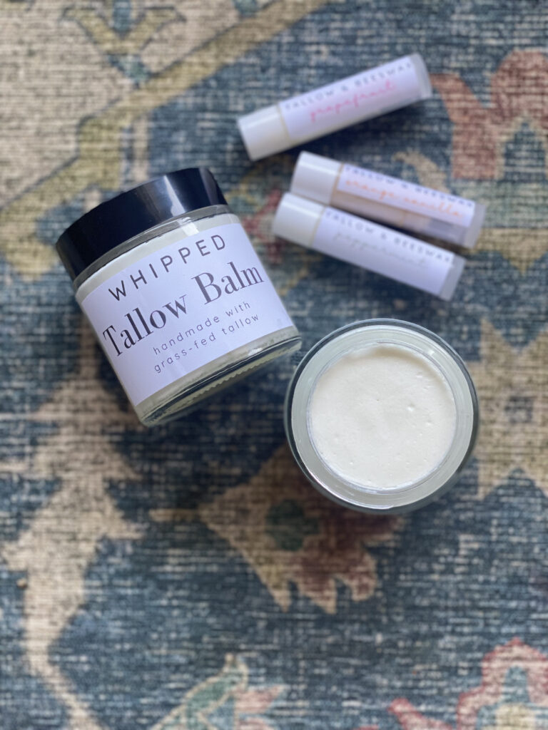 tallow balm and tallow beeswax chapstick
